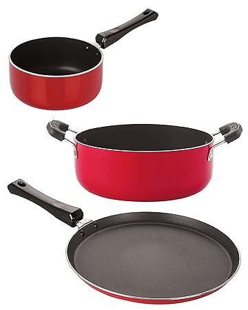 Nirlon Aluminium Non Stick Kitchen Utensil for Cooking Pots and Pan Set of 4 Pieces (FT10_SP(B)_CS24)