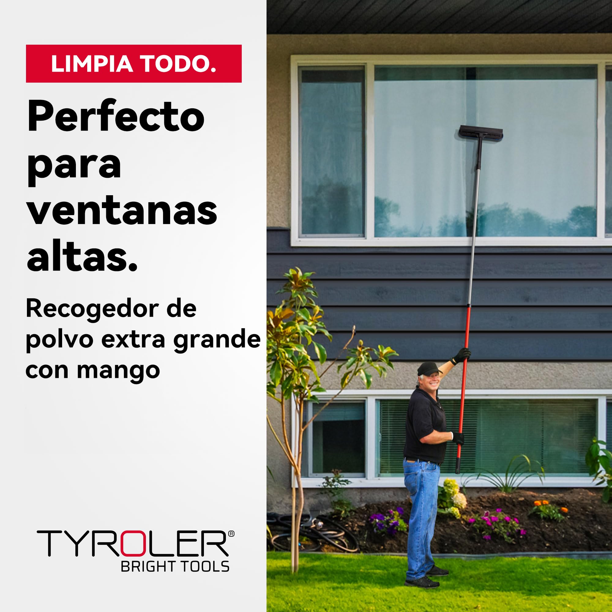 Tyroler Limpiacristales 2 En 1 con Mango Telescópico 1,4-2,3 M