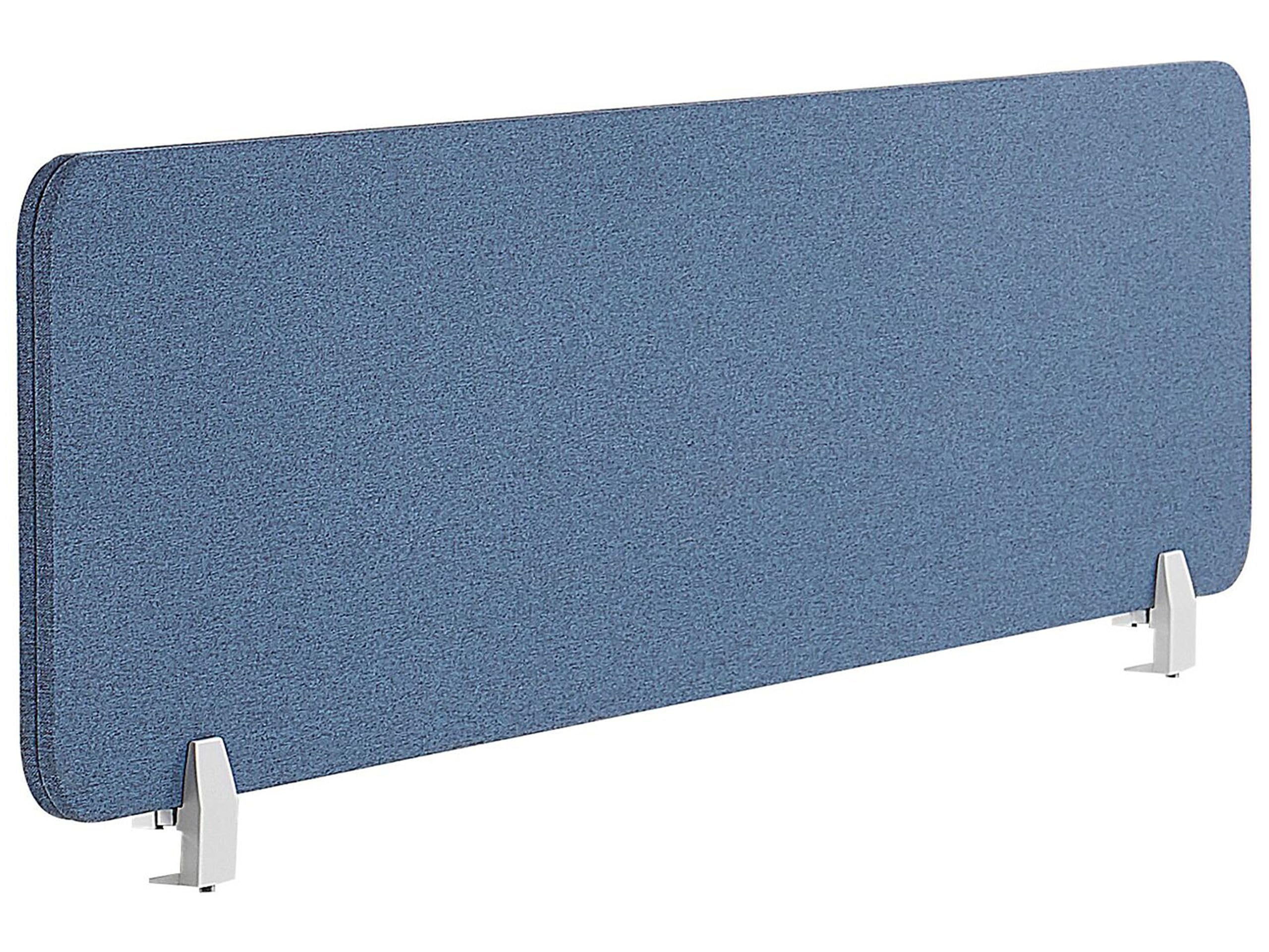 Beliani Séparateur Cloison Acoustique de Bureau et Table Bleu 160 x 40 cm Réduit Le Bruit et Les Distractions Visuelles Idéal pour Le Open Space