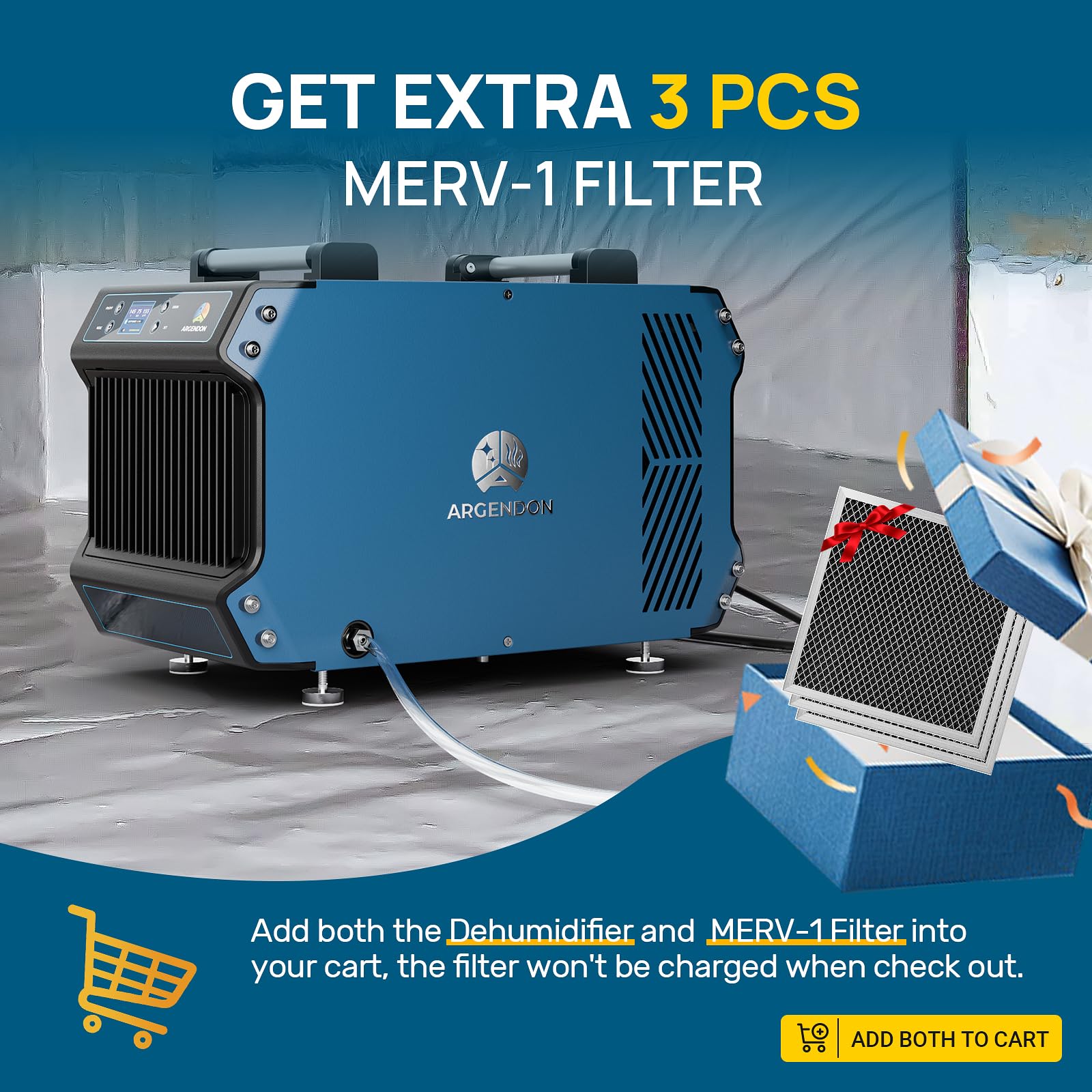 ARGENDON 180 Pints Crawlspace Dehumidifiers with Pump, Commercial Dehumidifier with Drain Hose, Industrial Dehumifier for Crawl Space, Basement, Industrial Sites, Energy Star Certified, cETL