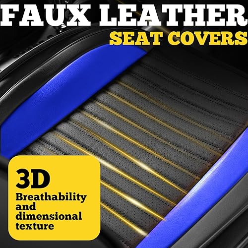 Miniatura 49 de LINGVIDO - Fundas de piel sintética con respaldo para asiento de automóvil, transpirables, impermeables, universal y antideslizante, para SUV, Beige