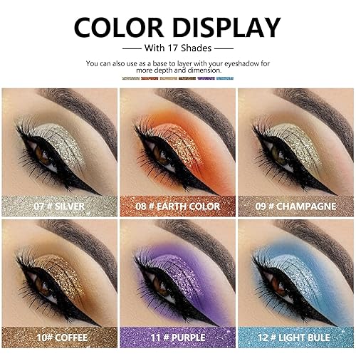 Miniatura 2 de Anglicolor Sombra de ojos con purpurina de diamante, sombra de ojos líquida de larga duración, secado rápido, ligera y suave, sombra de ojos