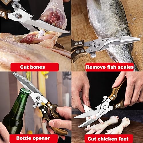 Miniatura 5 de Tijeras de cocina, 2 unidades, tijeras de cocina de acero inoxidable profesionales, tijeras de cocina para pavo, carne, hueso, pescado, pollo,