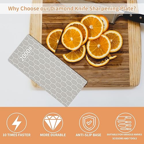 Miniatura 5 de CWOVRS - 5 piezas de piedras de afilar de diamante, placa de superficie de panal con base antideslizante para tijeras, cuchillos, herramientas al