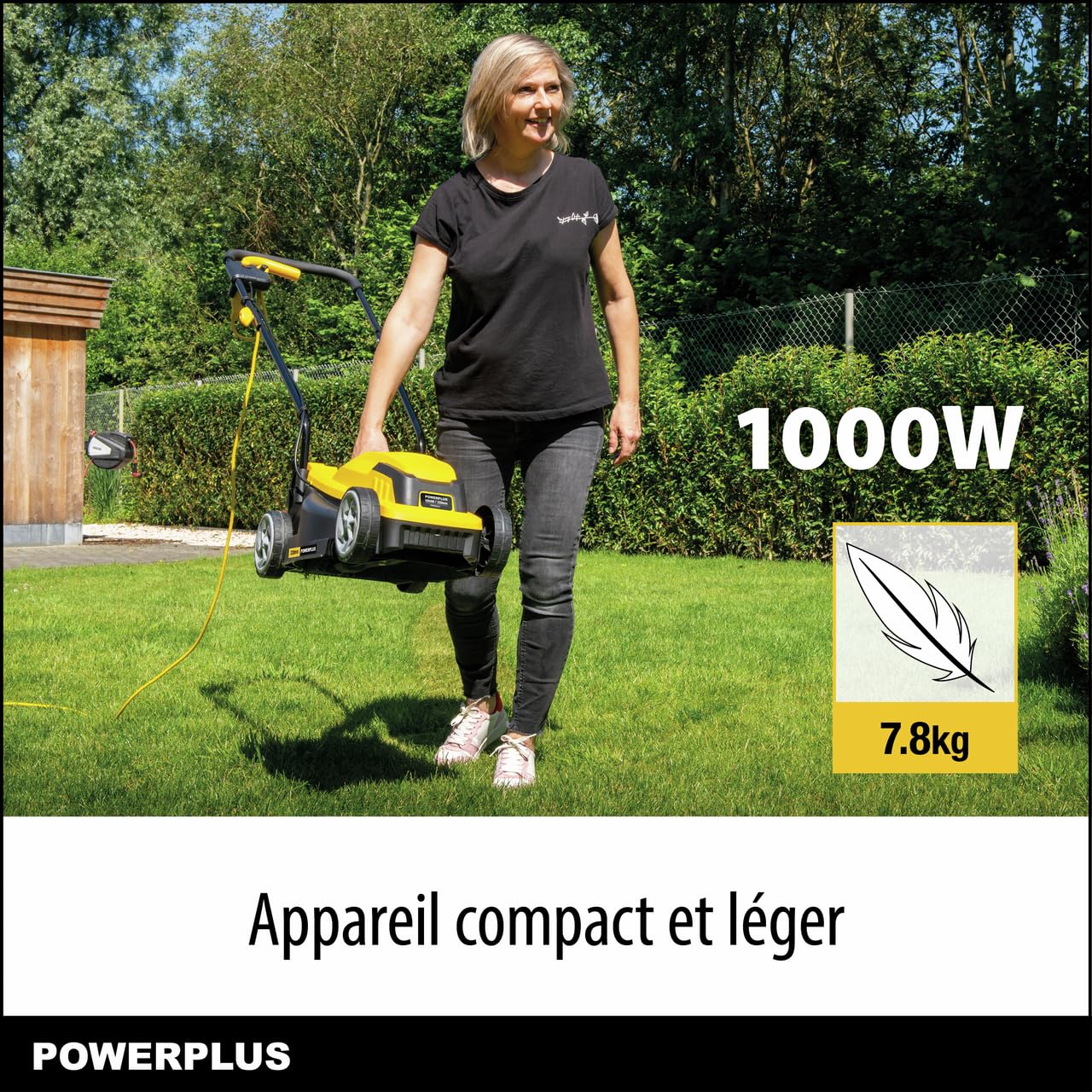 Tondeuse a Gazon électrique - POWERPLUS - POWEG62203-1000 W - 320 mm Ø - avec ramassage et éjection Arriere