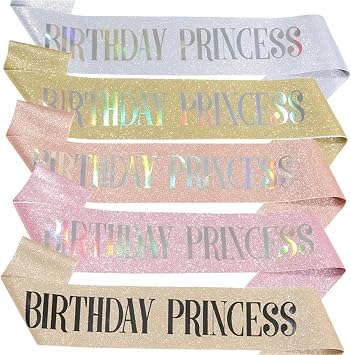 Birthday Sash Glitter Birthday Princess Sash For Women 16th 18th 20th 21st 30th 40th 50th Happy Party Decoration Supplies(09)