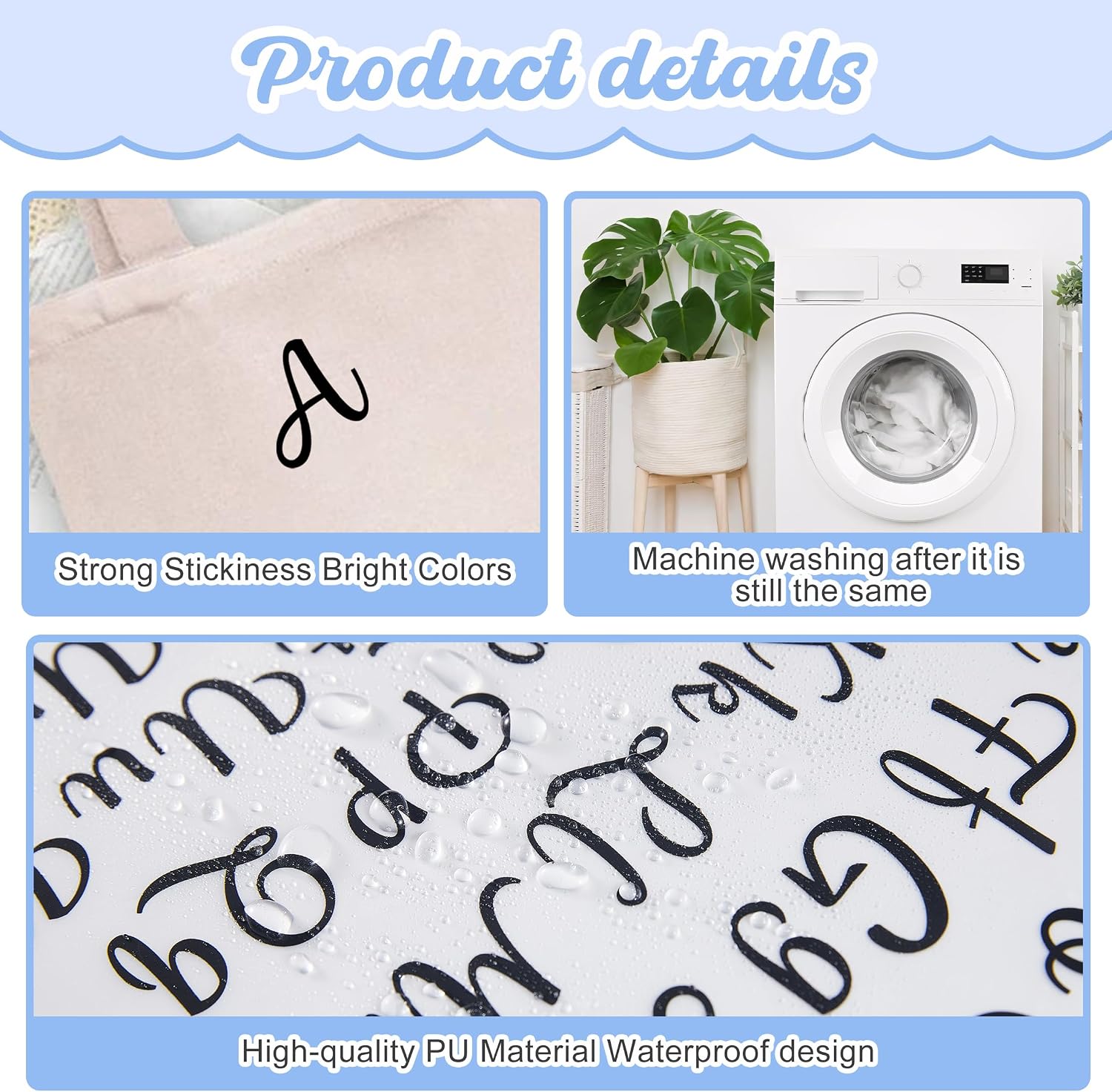 5 Sheets 280 Pieces Iron On Letters for Clothing, 1 Inch White Heat Transfer Vinyl Letter, Iron On Cursive Upper & Lowercase Alphabets Decals with A-Z for Backpack，Jerseys，Fabric T-Shirts DIY