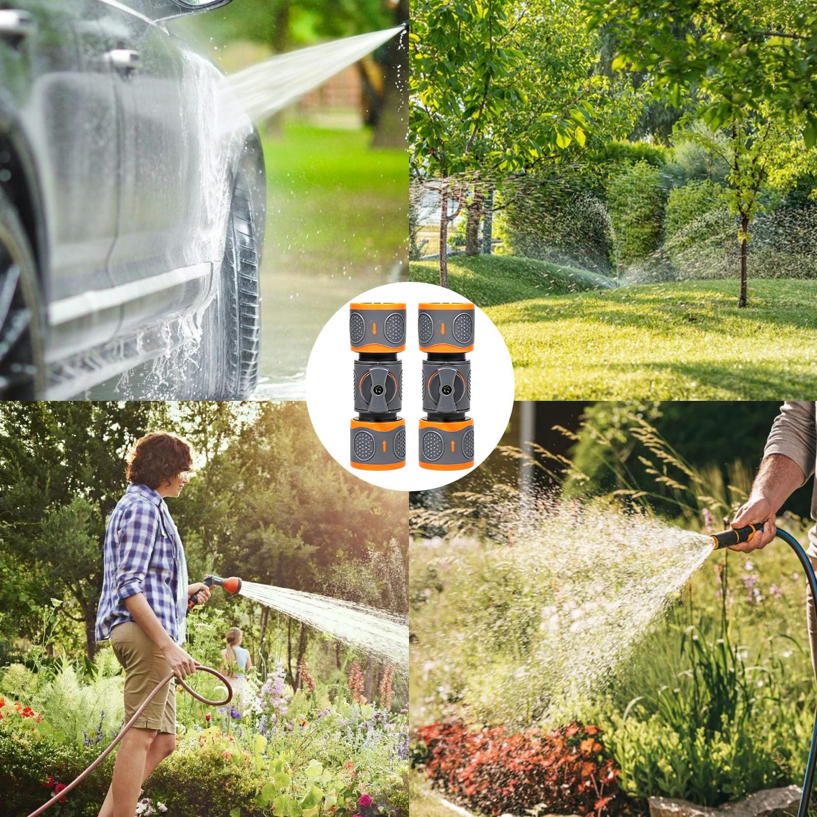 2 sztuki łączników do węża ogrodowego z zaworem regulacyjnym i ogranicznikiem wody, złącze węża 1/2 cala i 3/4 cala, złącze węża z zaworem regulacyjnym do regulacji przepływu wody