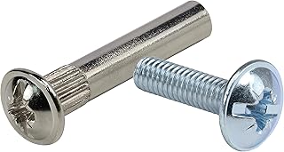 25 Pack Multipurpose Furniture Screws Cabinet Panel Connector Binding Barrels, 27mm (1-1/16") Sleeve with 16mm (5/8") Universal Head Inter Screws, M4 Bolts