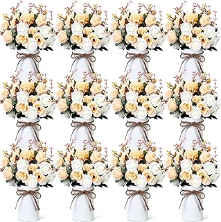Domensi 12 Sets Valentine's Day Centerpiece for Table Artificial Rose wi...
