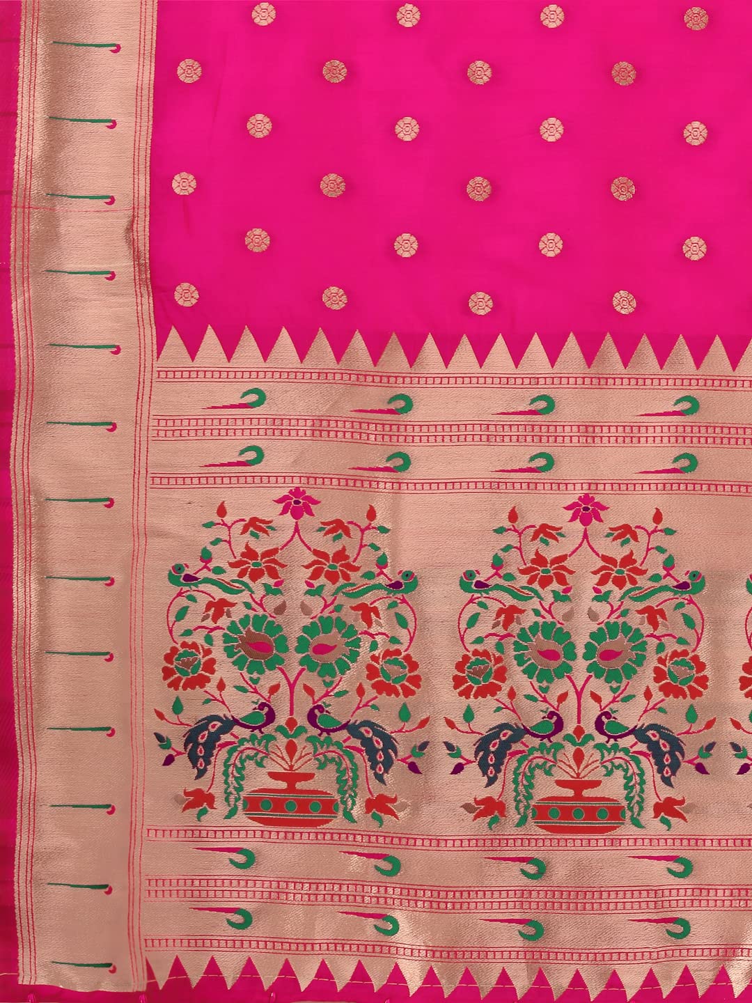 DEVANGI Women's Woven Paithani Banarasi Silk Dupatta/Chunni For Women, Animal Print 1 Meter Wide and 2.3 Meter Length Printed Designer Dupatta/Chunni For Girls (Rani) - Image 5 thumbnail
