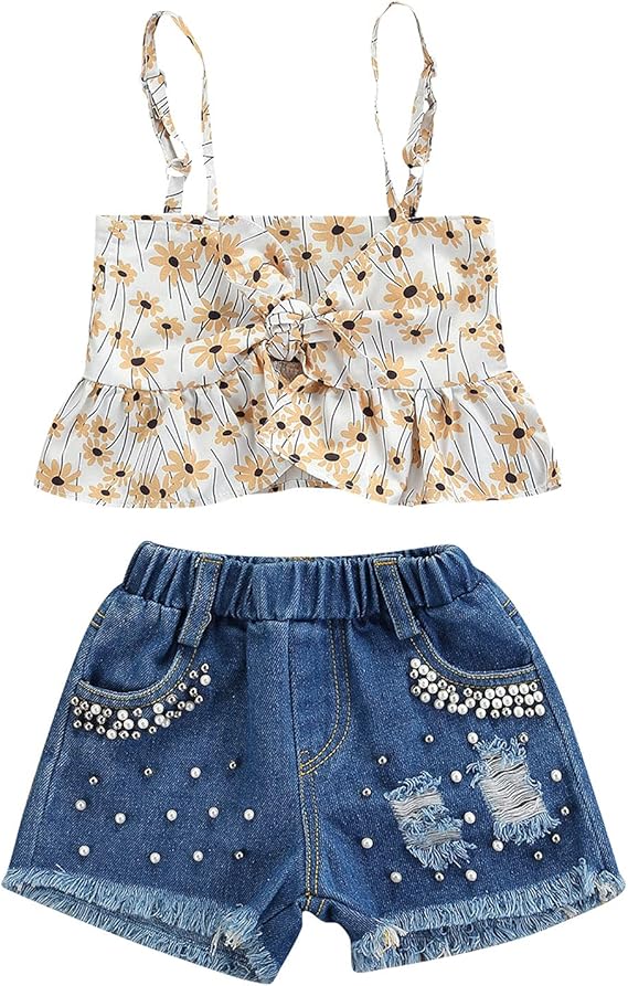 Toddler Baby Girls Summer Clothes Floral Print Sleeveless