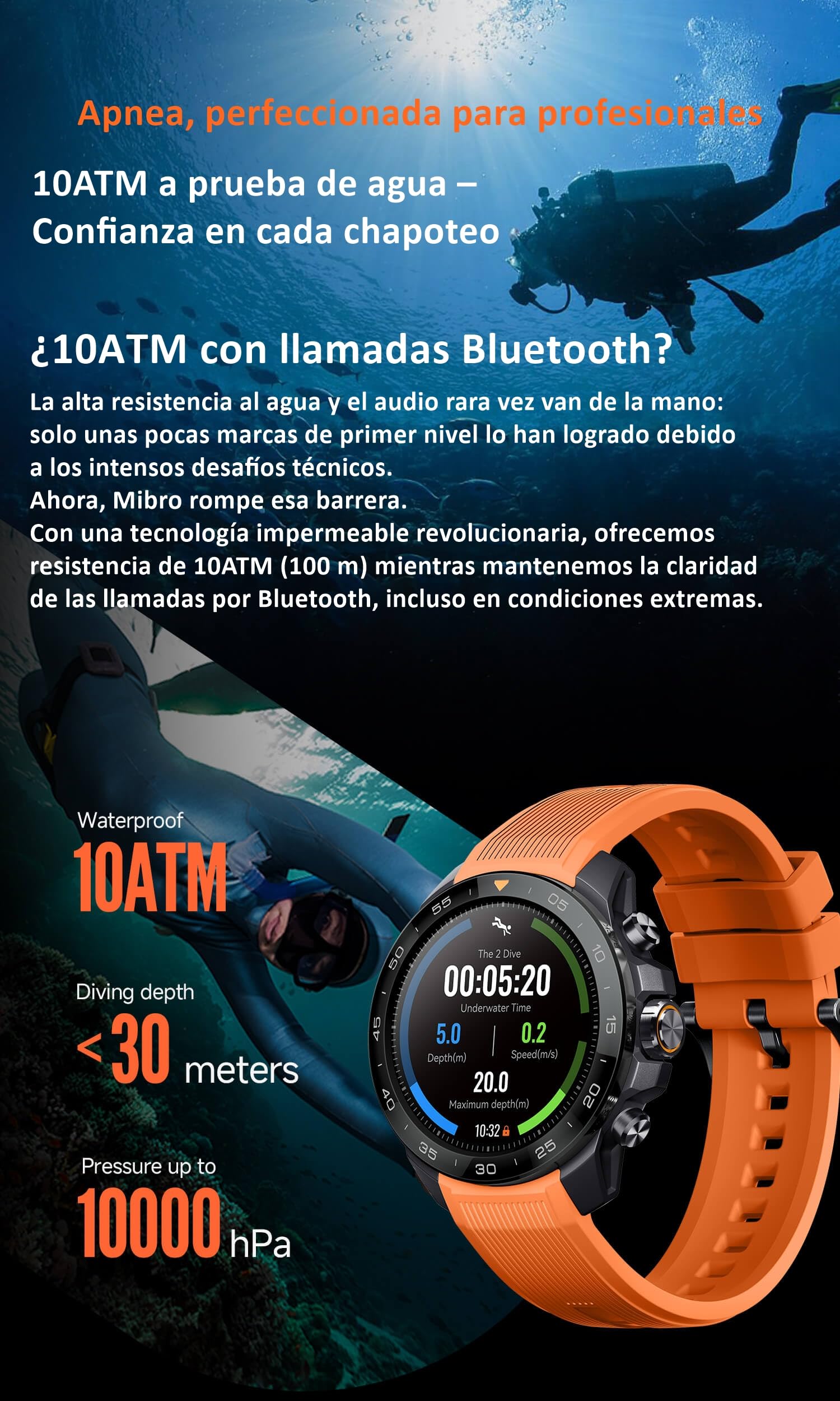 Mibro GS Explorer S | Montre de plongée, appel Bluetooth et étanche 10 ATM