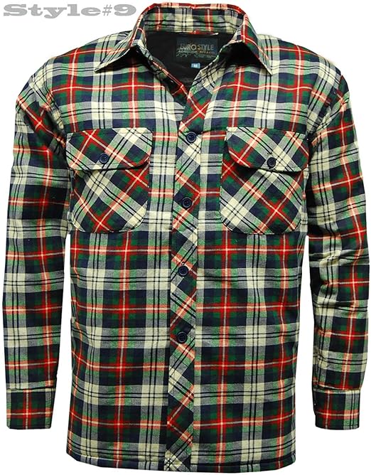 Mens Padded Quilted Lumberjack Check Work Shirt Jacket 67A Amazon.co.uk