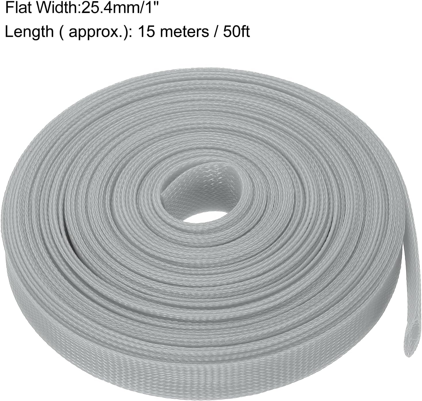 uxcell Expandable Sleeving, 1-inch 50ft Cable Sleeve, Gray