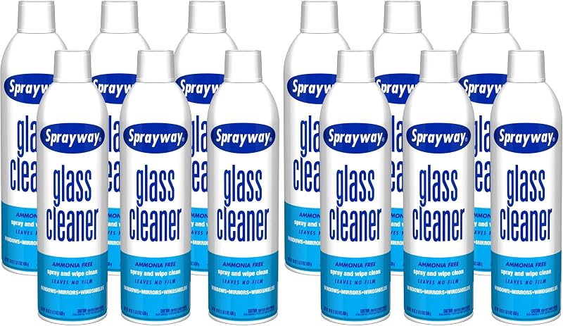 Sprayway Glass Cleaner with Foaming Spray for a Streak-Free Shine for Home and Automotive Use,19 oz.,(Pack of 12)