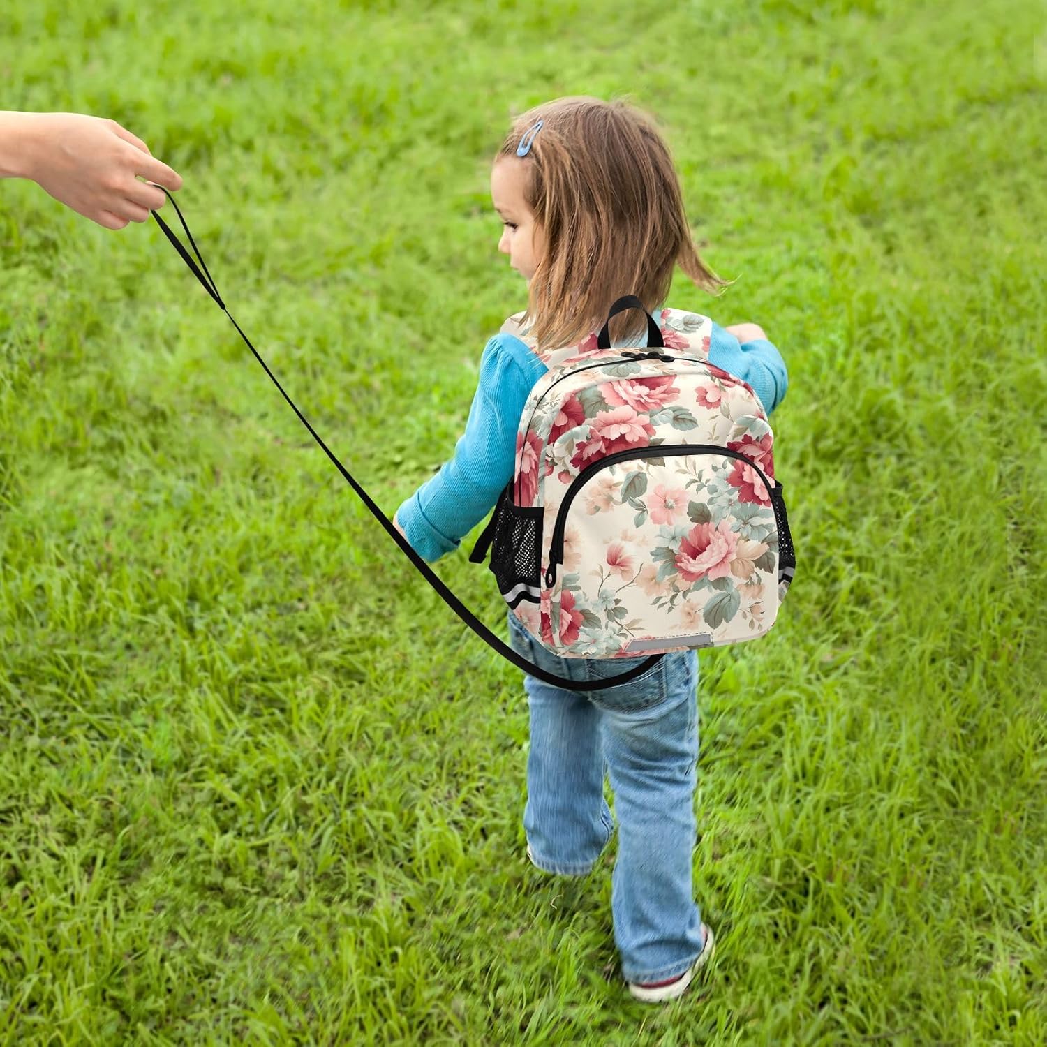 Vintage Red Peonies Toddler Harness Backpack for Boys Girls 3-6 Years Kids Backpack with Anti Lost Safety Leash Child Leash Backpack for Preschool Walking Travel