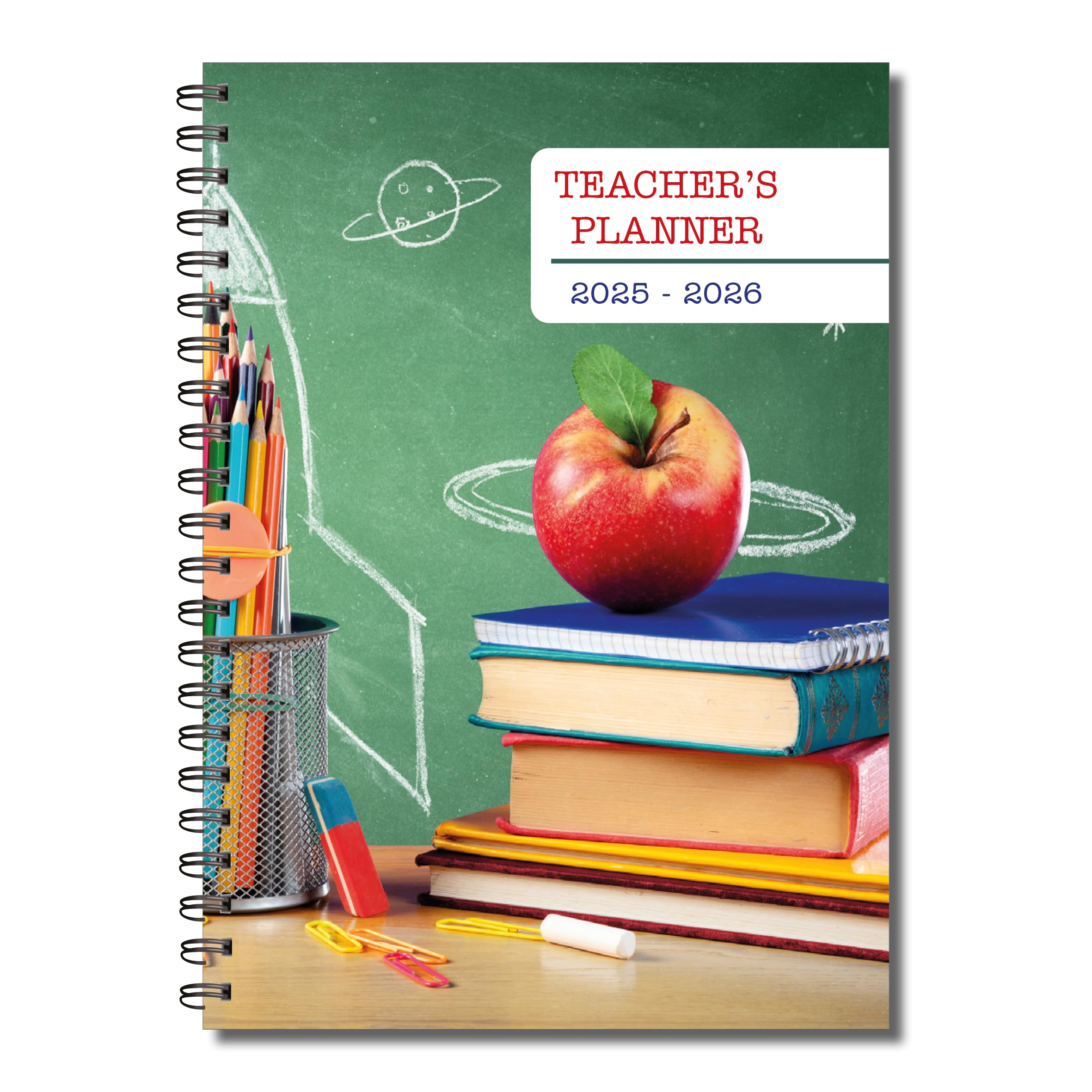 Cherry Teacher’s Planner 2025–26 A5 | 120 Page Wiro Bound | Weekly Lesson Plans | Attendance or Grades | Year to View Calendar | Notes Section | Made in The UK | Apple Cover | **20 Pack**