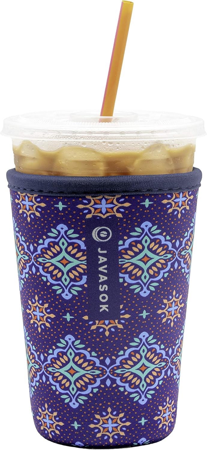 Java Sok Reusable Neoprene Insulator Sleeve for Iced Coffee Cups (Diamond Back,"Medium, 24-28oz"): Home & Kitchen
