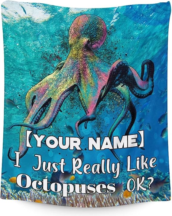 Mercuryelf Custom Octopus Throw Blanket - Soft, Fuzzy & Warm - 30x40 Inches Small Blankets for Lap, Crib - Novelty Throws Gift for Sea Lovers