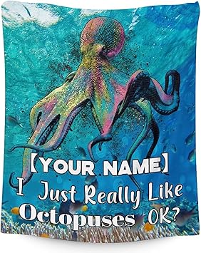 Mercuryelf Custom Octopus Throw Blanket - Soft, Fuzzy & Warm - 30x40 Inches Small Blankets for Lap, Crib - Novelty Throws Gift for Sea Lovers