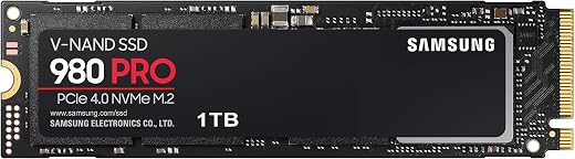 Samsung 980 PRO 1TB Up to 7,000 MB/s PCIe 4.0 NVMe M.2 (2280) Internal Solid State Drive (SSD) (MZ-V8P1T0)