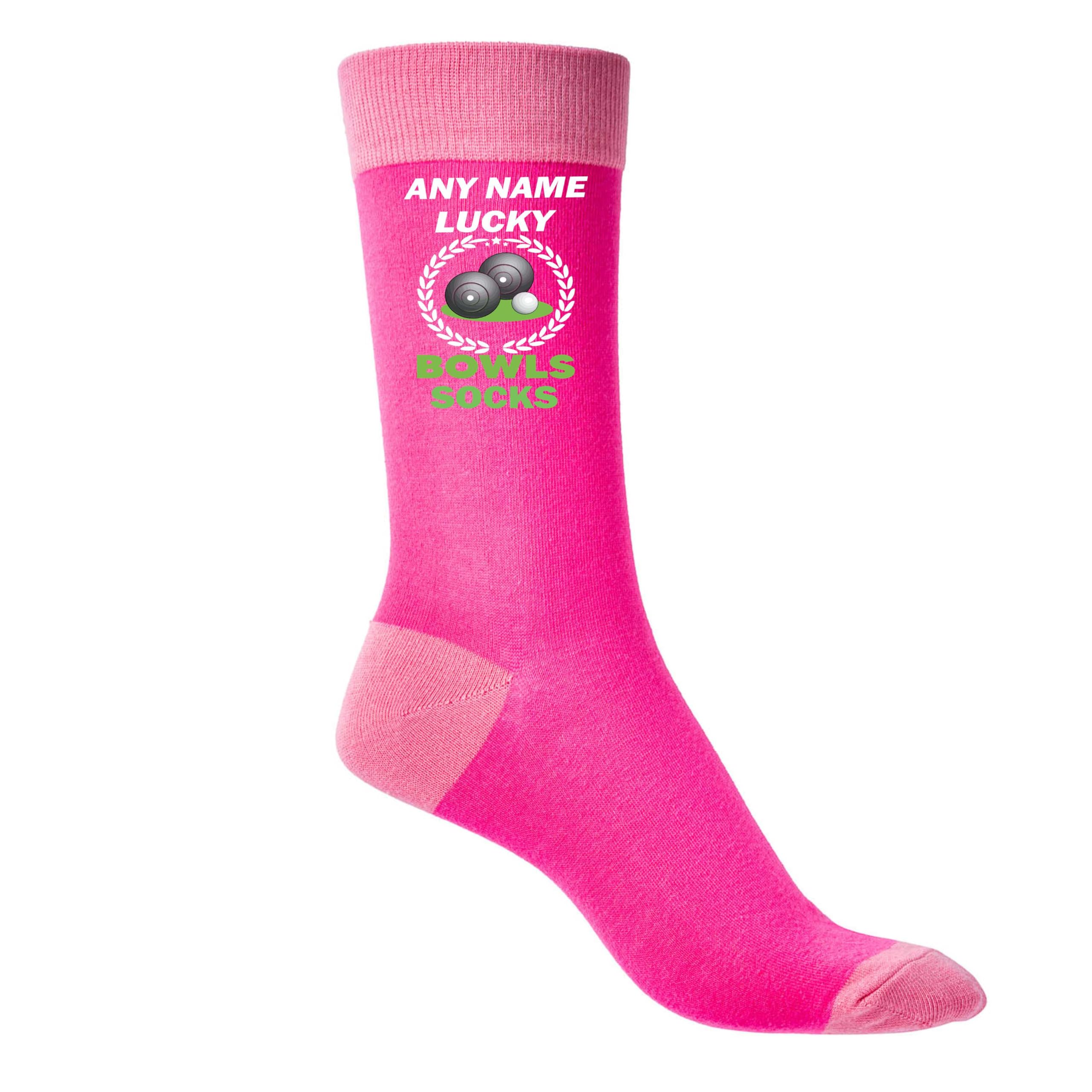 Print4u Women's Pink Lucky Bowls Socks Personalise With Any Name Gift For Her