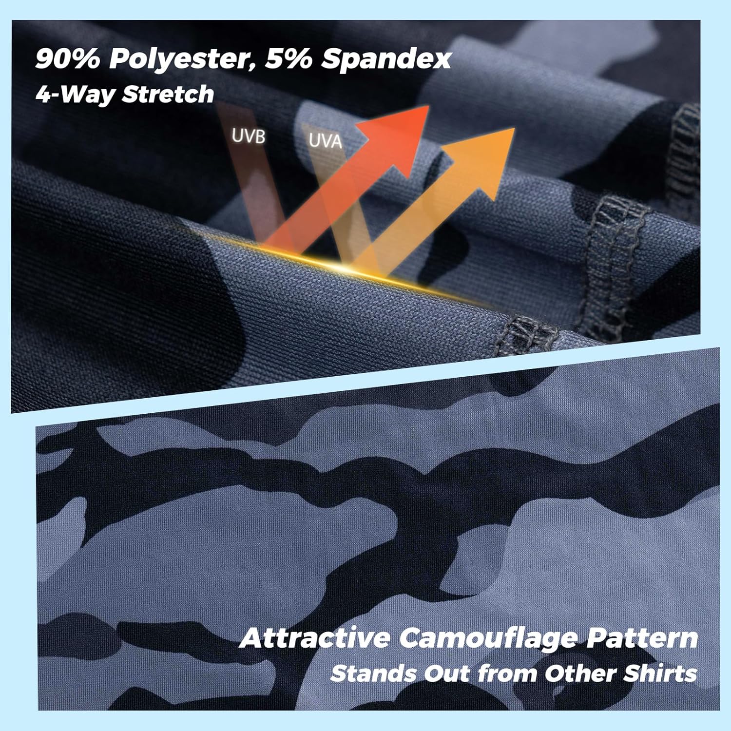 Men's Fishing Shirt with Hood,UPF 50+ Sun Protection Hoodie Camo Long Sleeve Shirts High Visibility Safety T Shirt