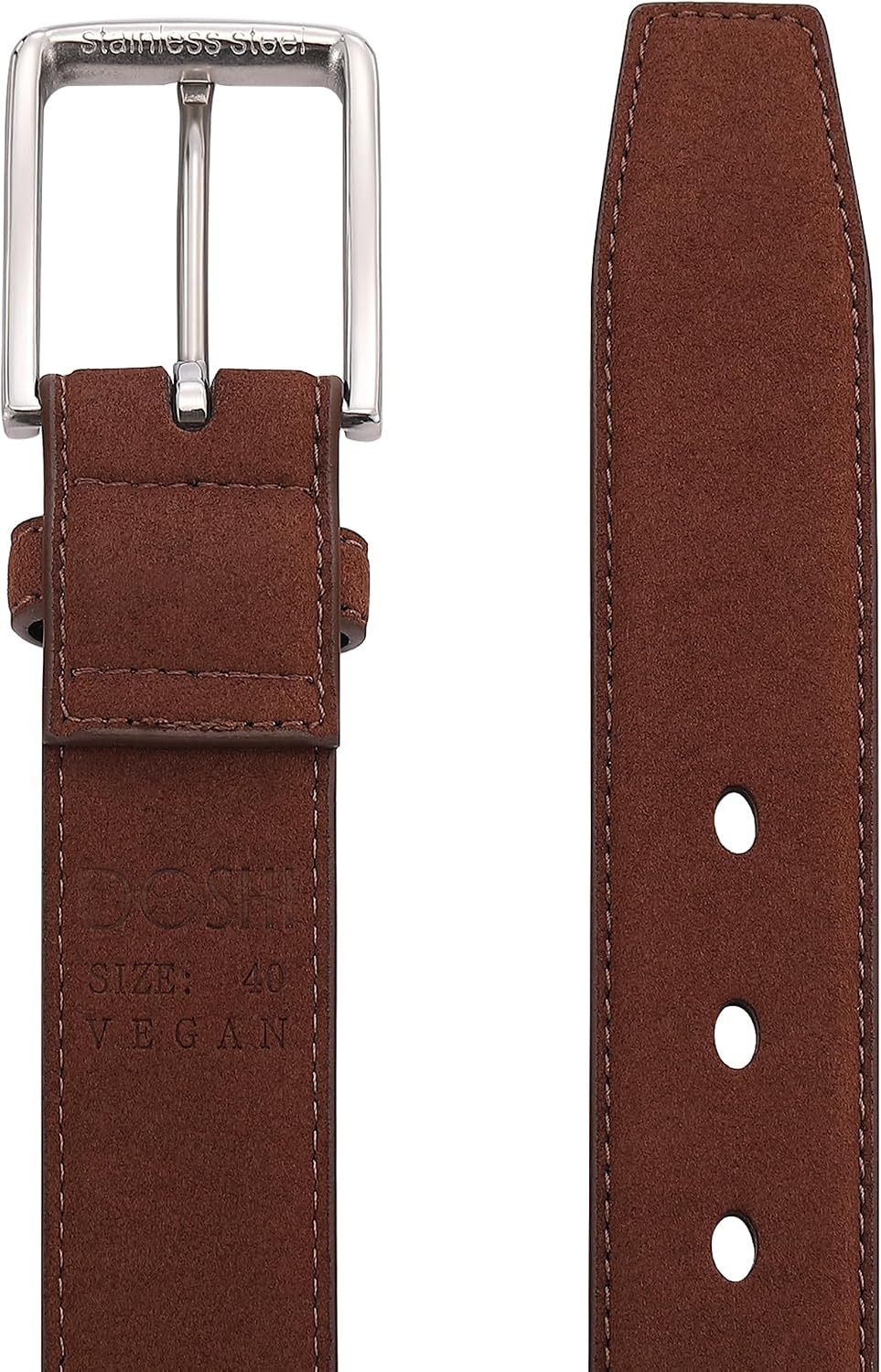 DOSHI Professional 4 SS Suede Vegan Leather Belt – Premium Suede Dress Belt – Polished Stainless Steel Buckle - Belt for Men image 3
