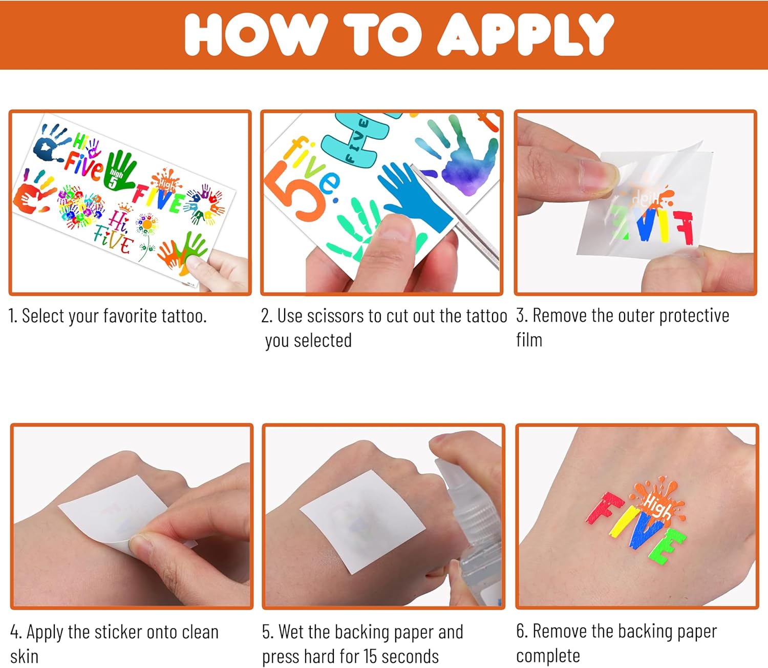 カスタムテンポラリータトゥー、お子様の誕生日タトゥー（3枚セット） - Etsy 日本 ハイファイブ テンポラリータトゥー ファイブ 5歳の誕生日パーティー デコレーション 記念品 用品 テーマ かわいいステッカー 10