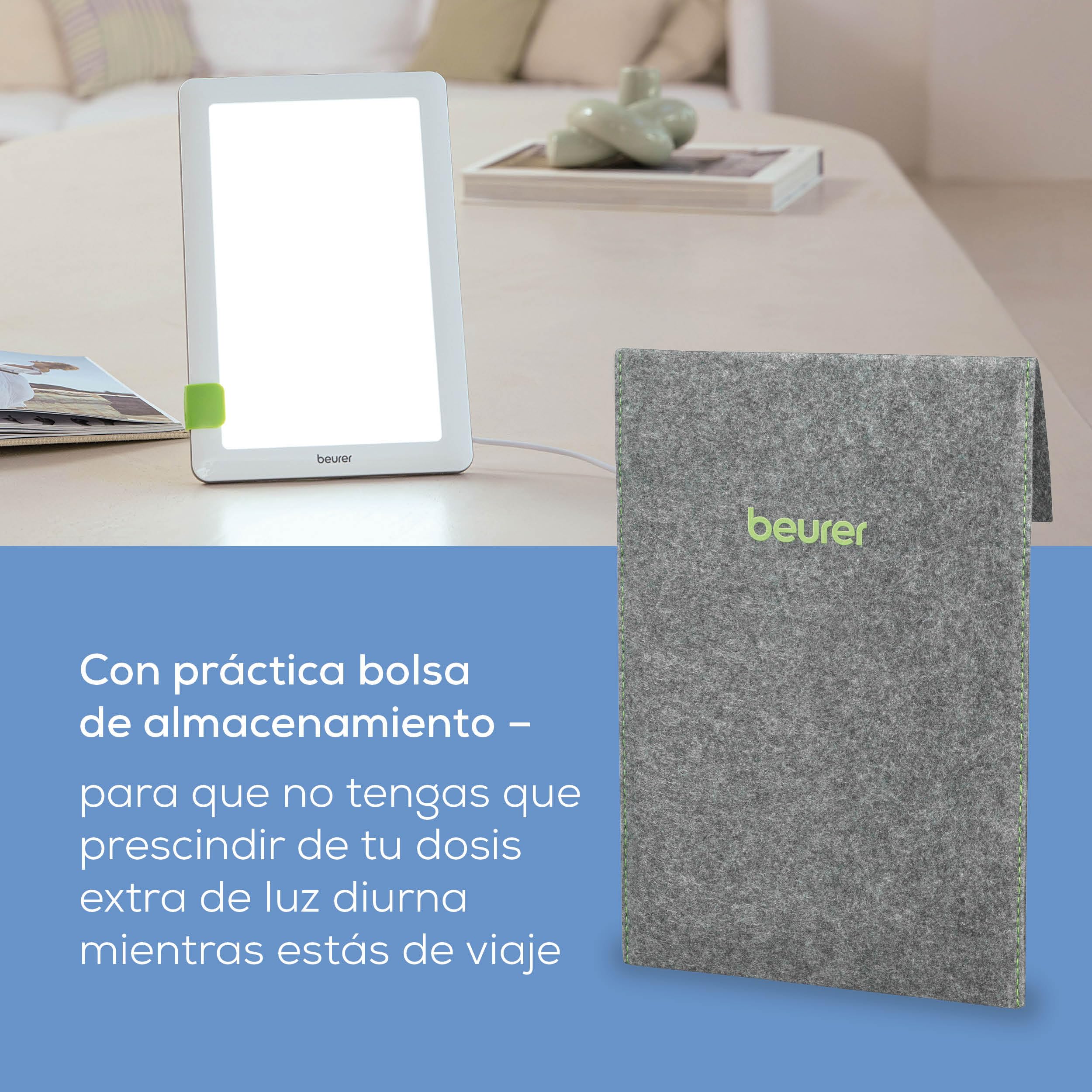 Beurer TL 30 Lámpara de luz diurna, simulación de luz diurna, intensidad de luz de aprox. 10.000 lux a una distancia de 10 cm, dispositivo médico con tecnología LED, sin rayos UV, con pie variable