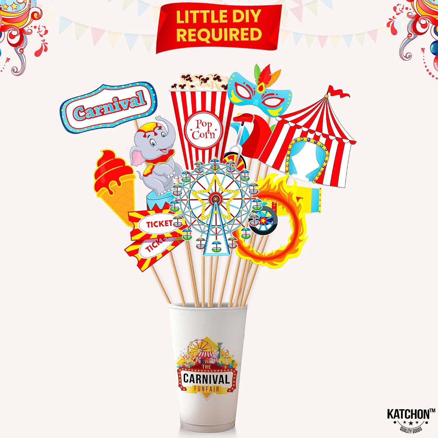 KatchOn, Huge Carnival Photo Booth Props - Pack of 35 | Carnival Photo Props for Carnival Theme Party Decorations | Circus Photo Booth Props for Circus Theme Party Decorations