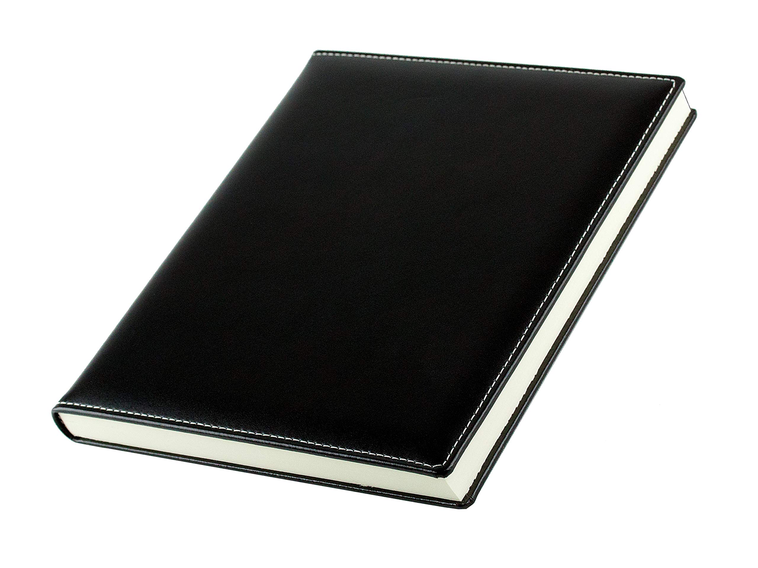 DELMON VARONE - Personalisierbares Gästebuch gebunden in Premium Cambridge Leder schwarz - Blanko Buch mit Hardcover Einband und Merkband zum selbstgestalten für Hochzeit, Taufe, Geburtstag und Geburt
