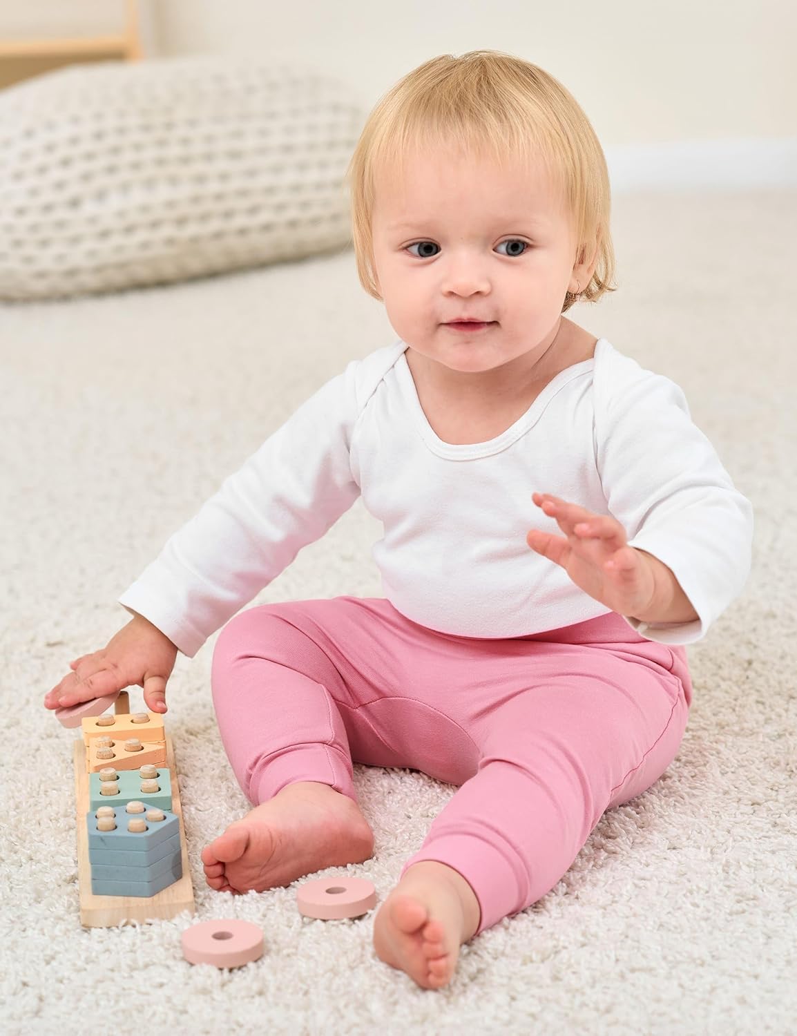 Yoofoss Baby Pants Organic Cotton Baby Boy Girl Sweatpants, 3 Pack Pull On Infant Toddler Jogger for 0-18 Months - Image 2