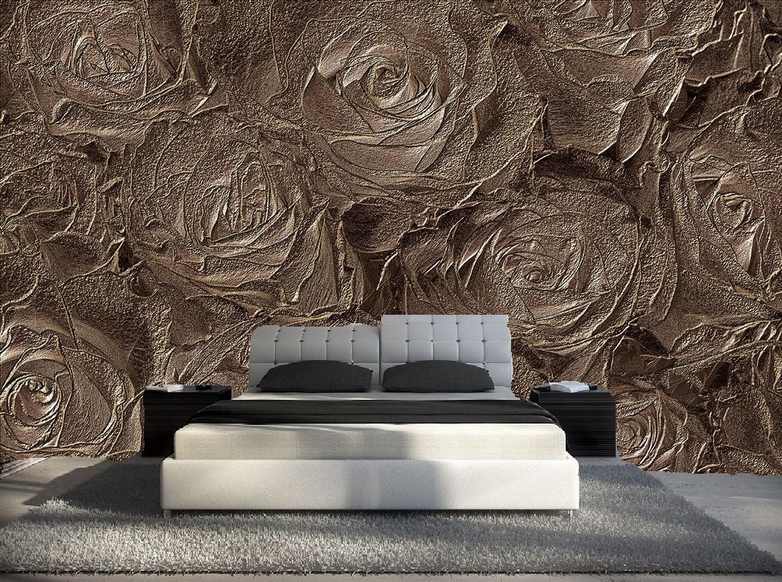 Papier peint 3D trompe l'œil blanc fleur rose 415x254 cm pour agrandir un salon sombre