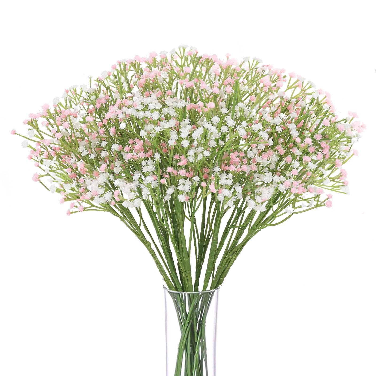 N&T NIETING Gypsophila Artificial Flowers, Baby Breath Flowers Artificial 10Pcs Fake Gypsophila for DIY Wedding Bouquet Party Table Centerpieces Flower Arrangements and Home Decor(Mix, 62cm)