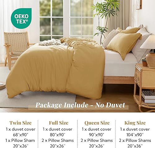 Miniatura 6 de MILDLY Funda de edredón súper suave, 100% microfibra lavada, juego de funda de edredón de 3 piezas, tamaño matrimonial, con cierre de cremallera y