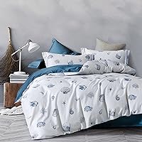 Vista 12 de MILDLY - Juego de funda de edredón con patrón, 3 piezas, 100 % algodón lavado, diseño de jardín floral botánico con hojas de flores, sensación