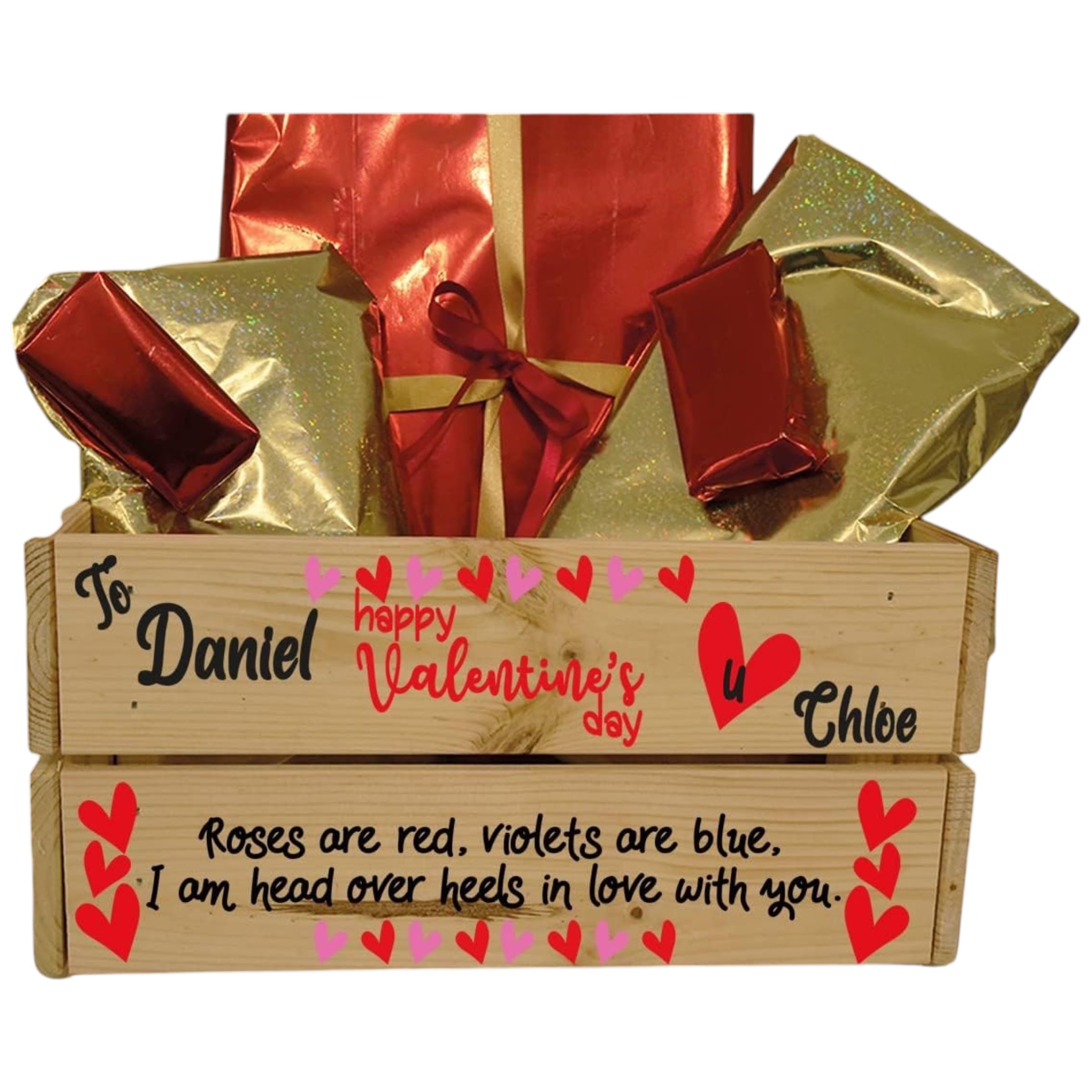 Ellie Charles Personalised Valentine's Day Wooden Crate, Roses โ image 1