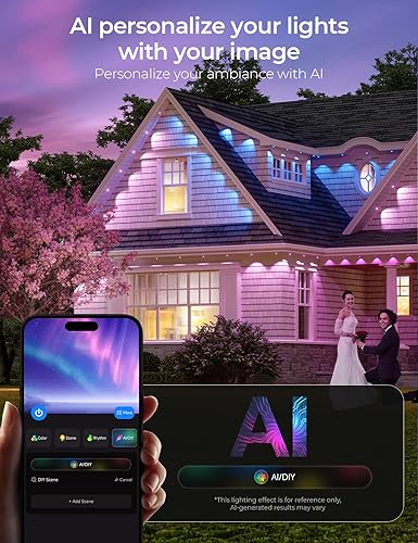 Miniatura 8 de Luces permanentes inteligentes para exteriores Pro, 200 pies, 120 LED RGB+IC blanco cálidofrío para uso diario, más de 100 modos de escena, luz de