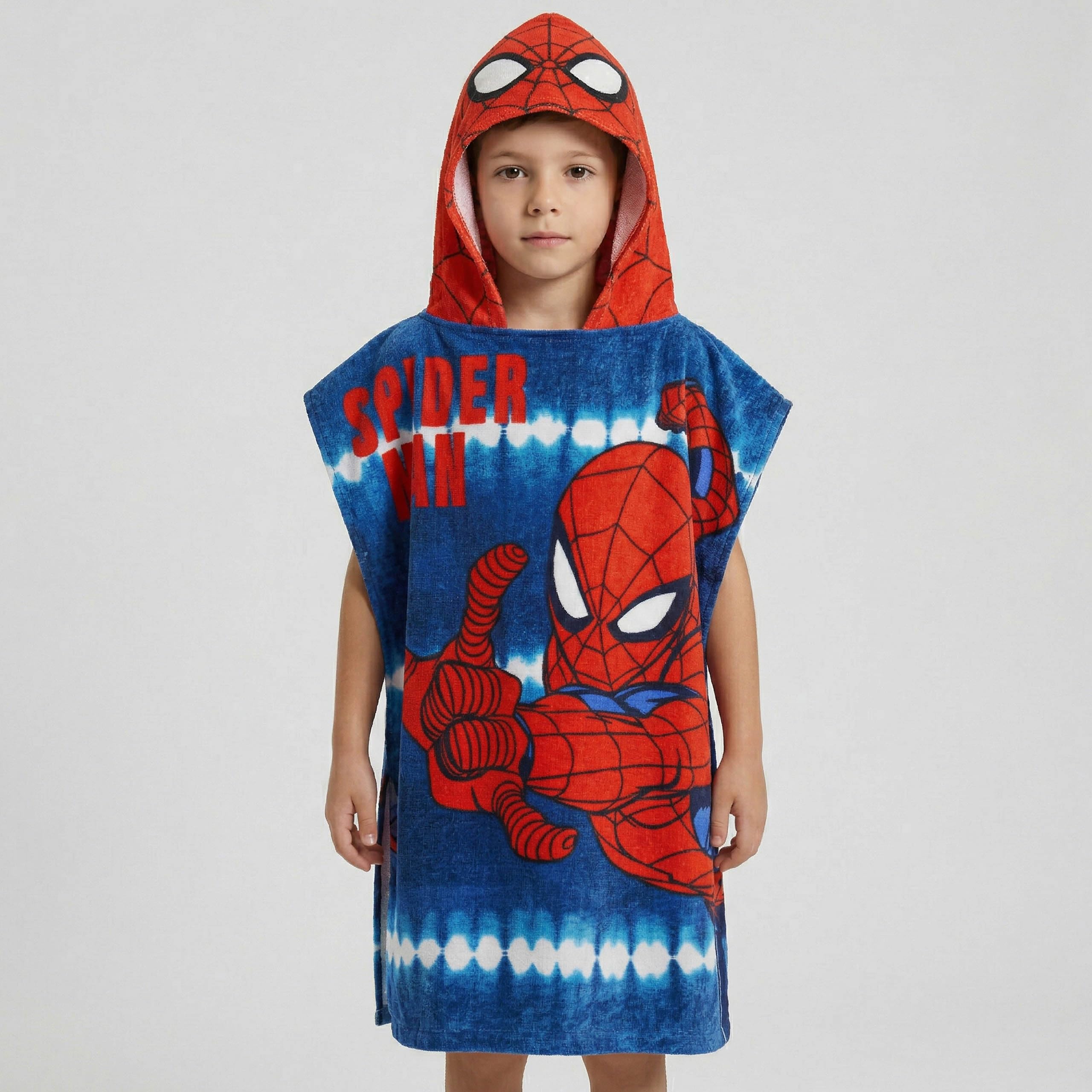 sarcia.eu Asciugamano da piscina, poncho con cappuccio ad asciugatura rapida per bambini da spiaggia, (Stitch, Minnie Mouse, Minecraft, Marvel) 100% cotone (MARVEL SpiderMan, S)