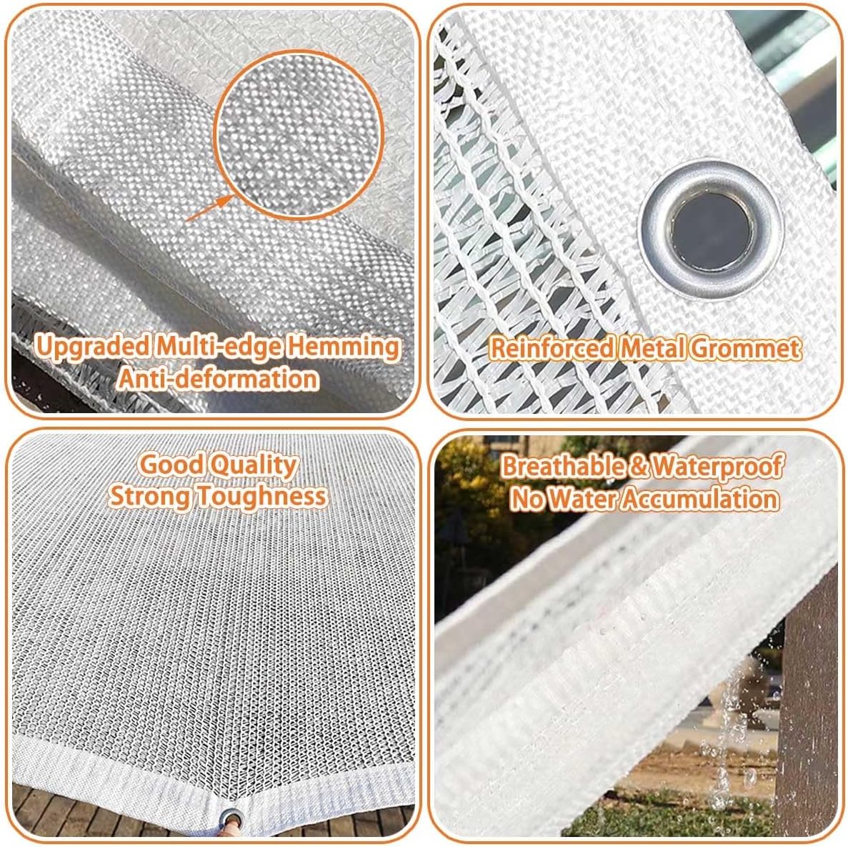 50% White Shade Cloth for Garden Greenhouse, Uv-Resistant Breathable Mesh with Grommets, 10x10ft 12x12ft Heavy Duty Sun Shade Net Cover for Plants Patio Chicken Coop(26x26ft)