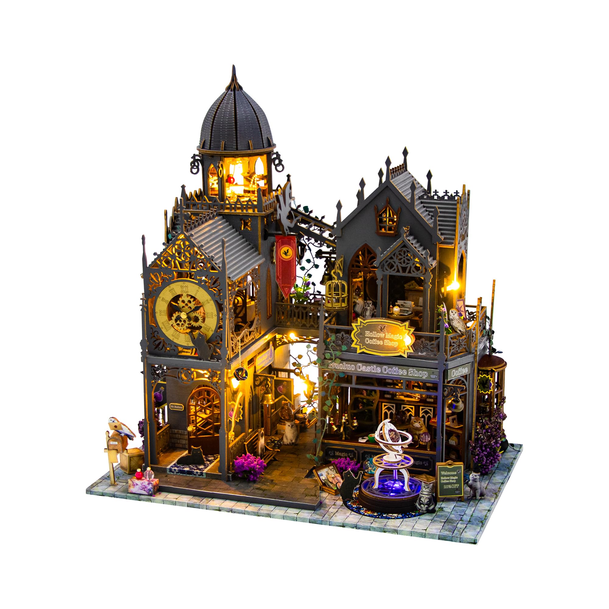 Zestaw miniaturowy do samodzielnego wykonania, domek dla lalek dla dorosłych, prezent urodzinowy / bożonarodzeniowy dla rodziny i przyjaciół, magiczny zamek, nawiedzony domek dla lalek