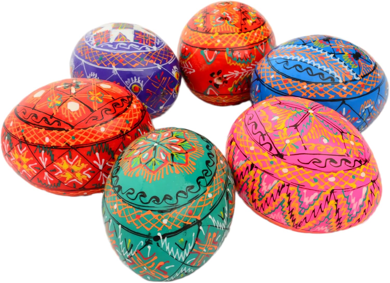 Ukrainian Pysanky - Set of 6 Painted Wooden Easter Eggs