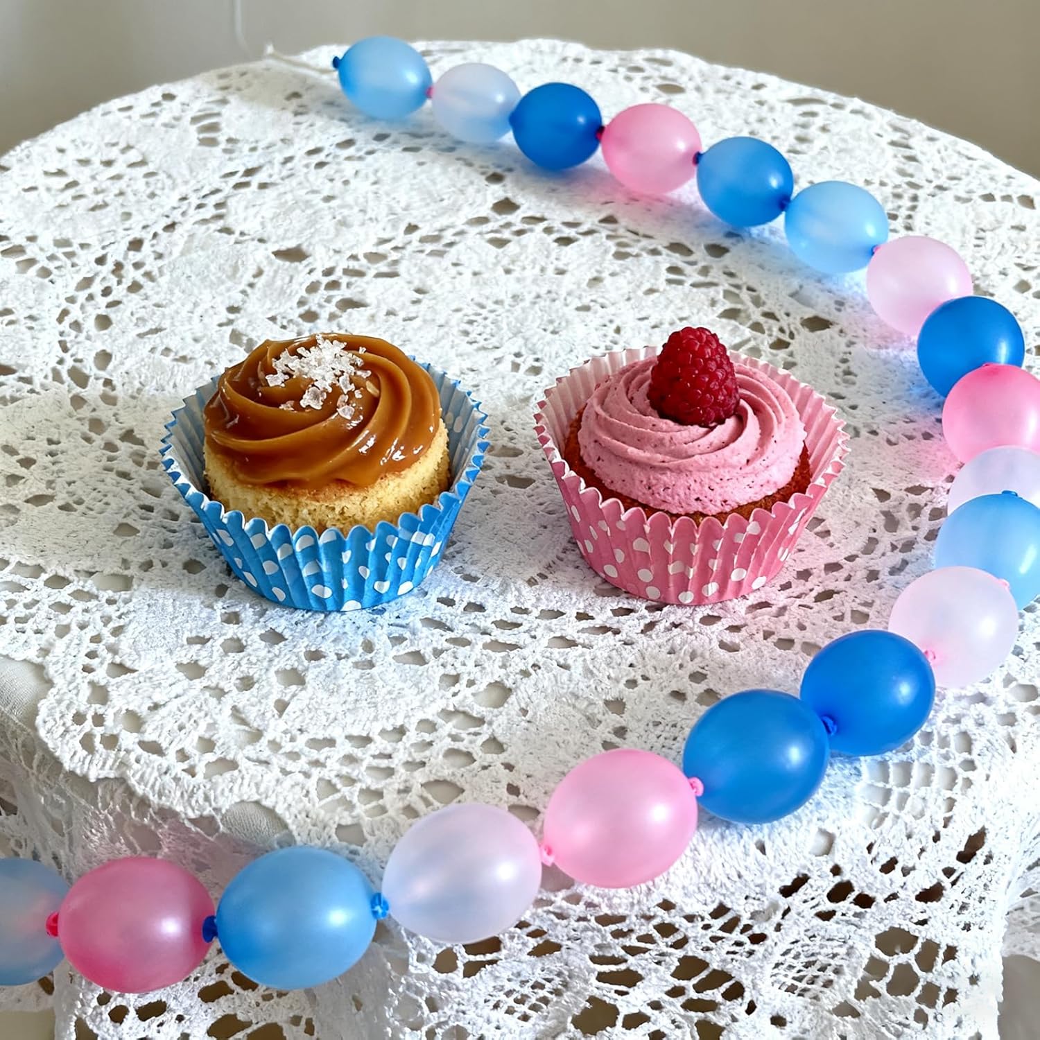 Gender Reveal Cupcake Liners, Pink and Blue Baking Cups, Muffin Paper Wrapper Decorations for Birthday Party, Baby Shower(Polka Dots)