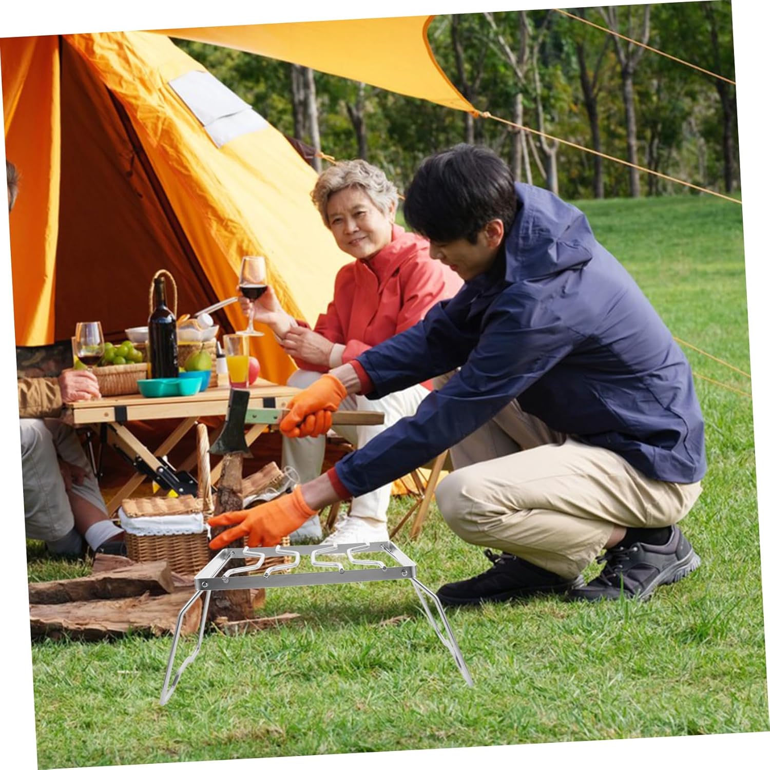 Portable Propane Grill Rack Folding Campfire Grill Picnic Backpack Accessories