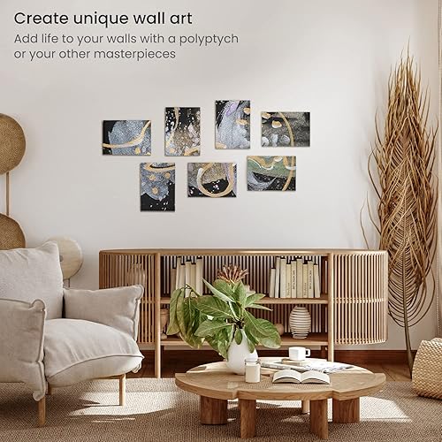 Miniatura 6 de Arteza Tableros de lienzo para pintura, paquete de 14, 5 x 7 pulgadas, paneles de lienzo negro en blanco, 100% algodón, 8 onzas imprimadas con geso,