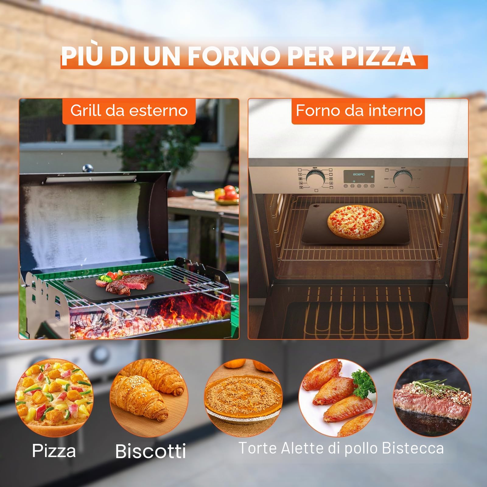 VEVOR Pietra Refrattaria, Piastra per Pizza in Acciaio da Forno, 406 x 368 x 10 mm, Pietra per Pizza in Acciaio al Carbonio, Teglia per Pizza Resistente per Griglia Barbecue all'Aperto, Forno Interno