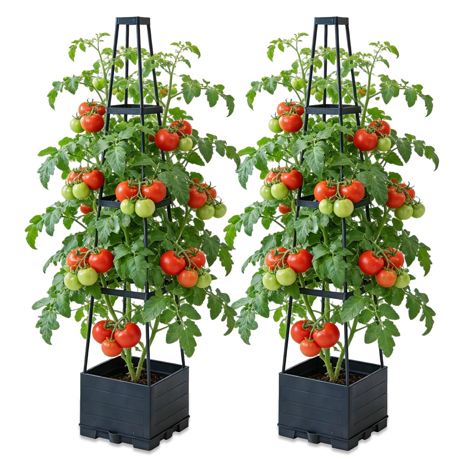 BRGD Lot de 2 Jardinière Surélevée avec Treillis, Arrosage Automatique Jardiniere Tomate pour Culture de Concombres, Haricots, Roses et Pétunias