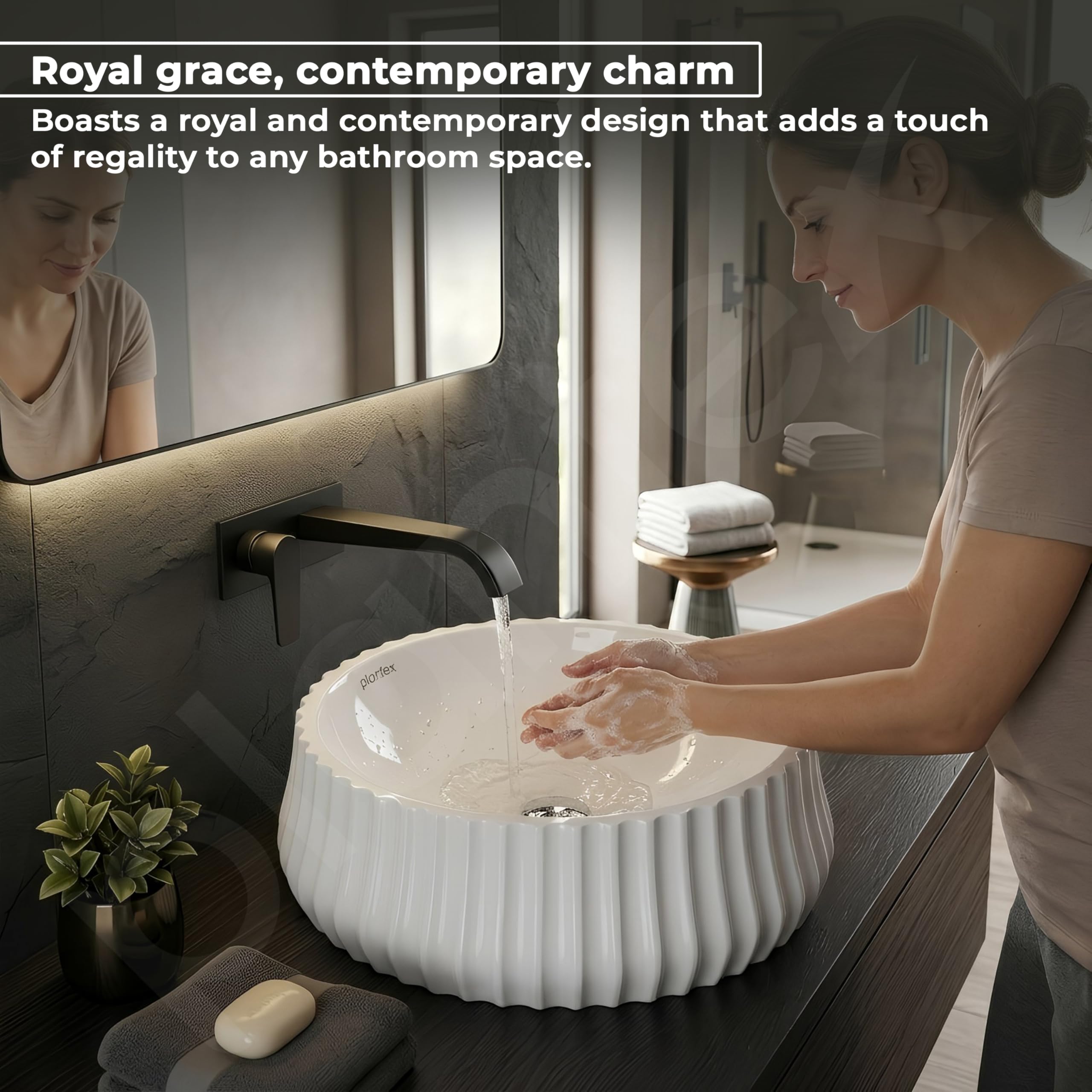 Plantex Ceramic Basin/Countertop Vessel Sink/Tabletop Wash Basin/Washbasin for Bathroom with 10 Years Glaze Warranty by Plantex (White Glossy - 14 x 14 x 5 Inch) 2